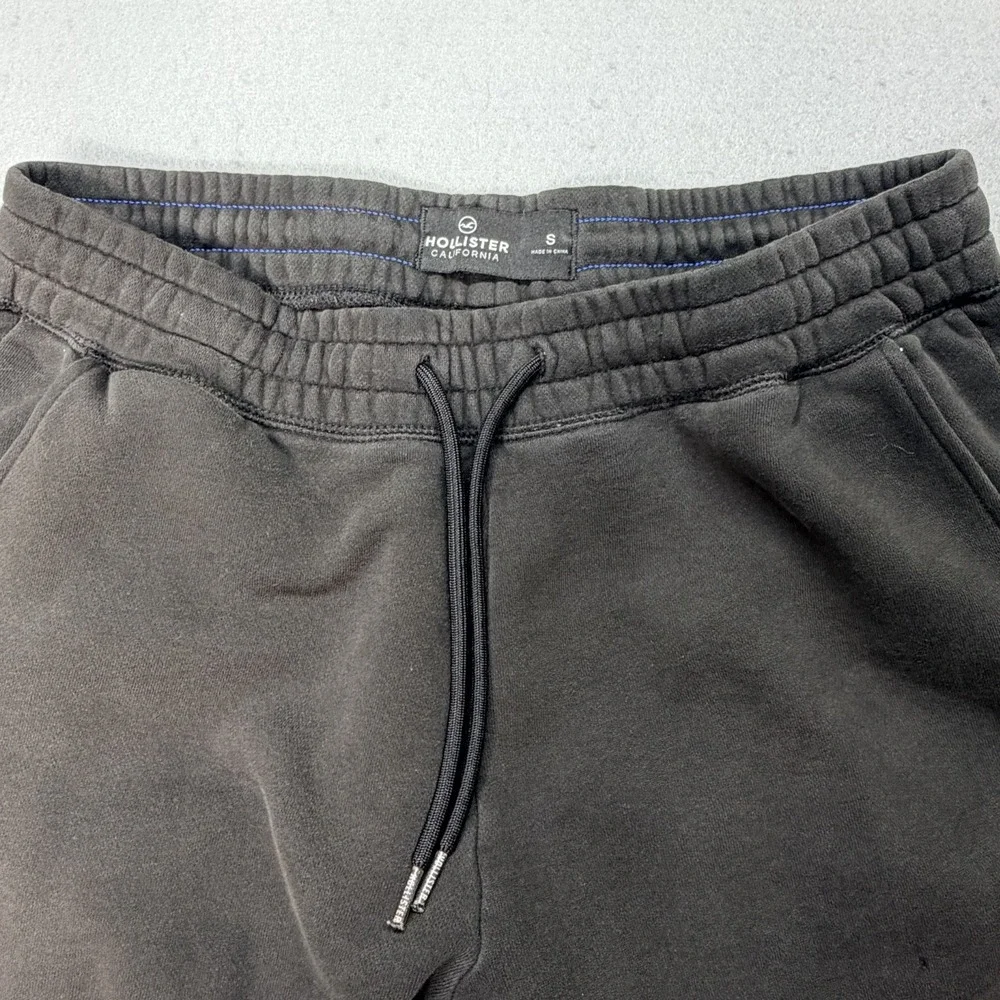 Hollister Black Logo Jogger Sweatpants Men's Size Small Drawstring Fleece Lined